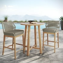 Modway Wellspring 3-Piece Outdoor Patio Teak Wood Bar Set in Light Gray Greige