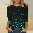 thumbnail image 5 of Valentines Shirts for Women Plus Size S-5XL Cute Hearts Print 3/4 Sleeve Crewneck Tshirts Tunic Tops Holiday (2XL, Black), 5 of 6
