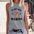thumbnail image 2 of Wang6 Womens 4th of July Loose Tank Tops Summer I Am Just Hear for the Wieners Letter Printed Sleeveless Tops Causal Crew Neck Graphic Tshirts 0526liGrey S, 2 of 4