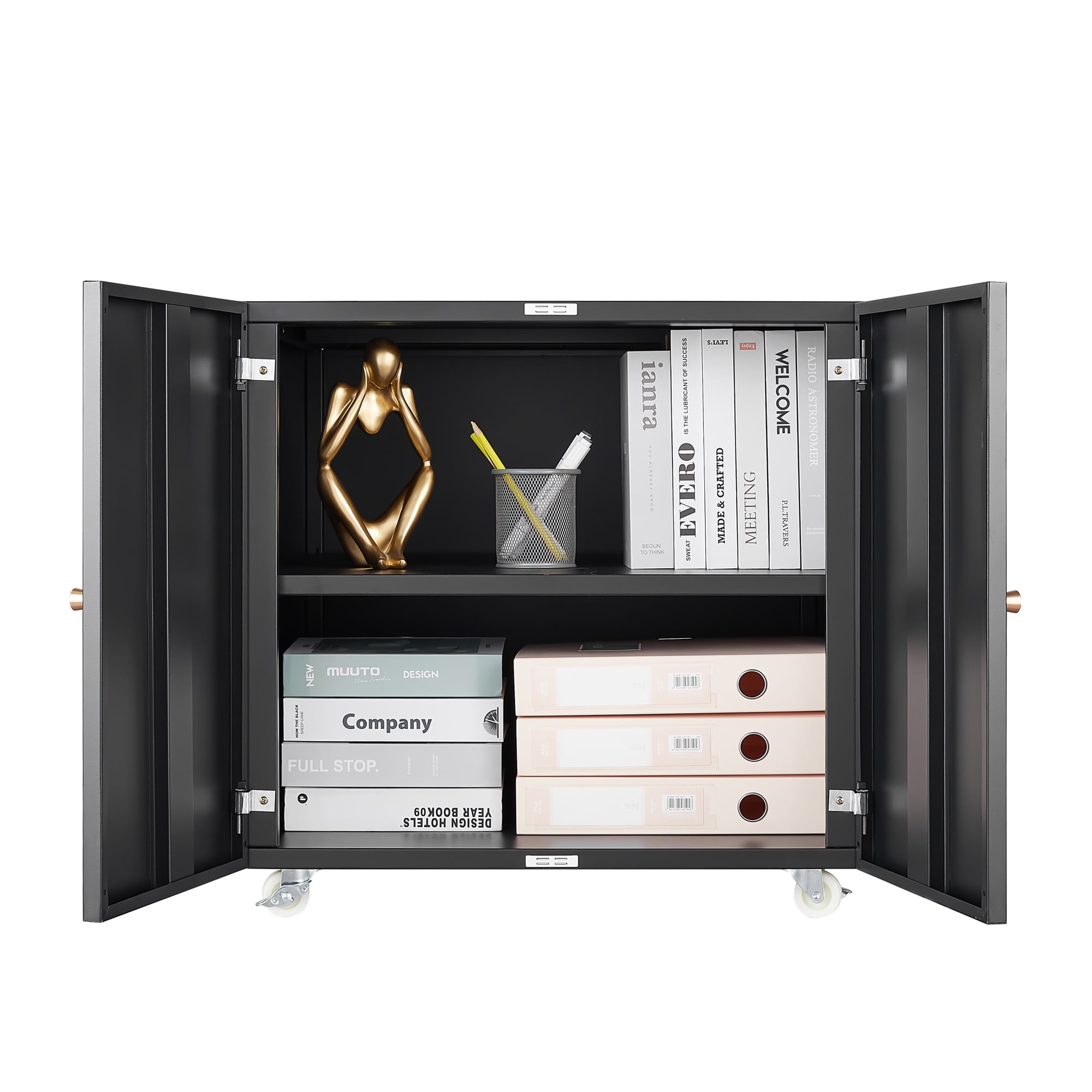 Tzou Steel Printer Cabinet with Wheels - Mobile Printer Stand with Adjustable Shelf & Storage for Home Office, Compact File Cabinet for Small Spaces