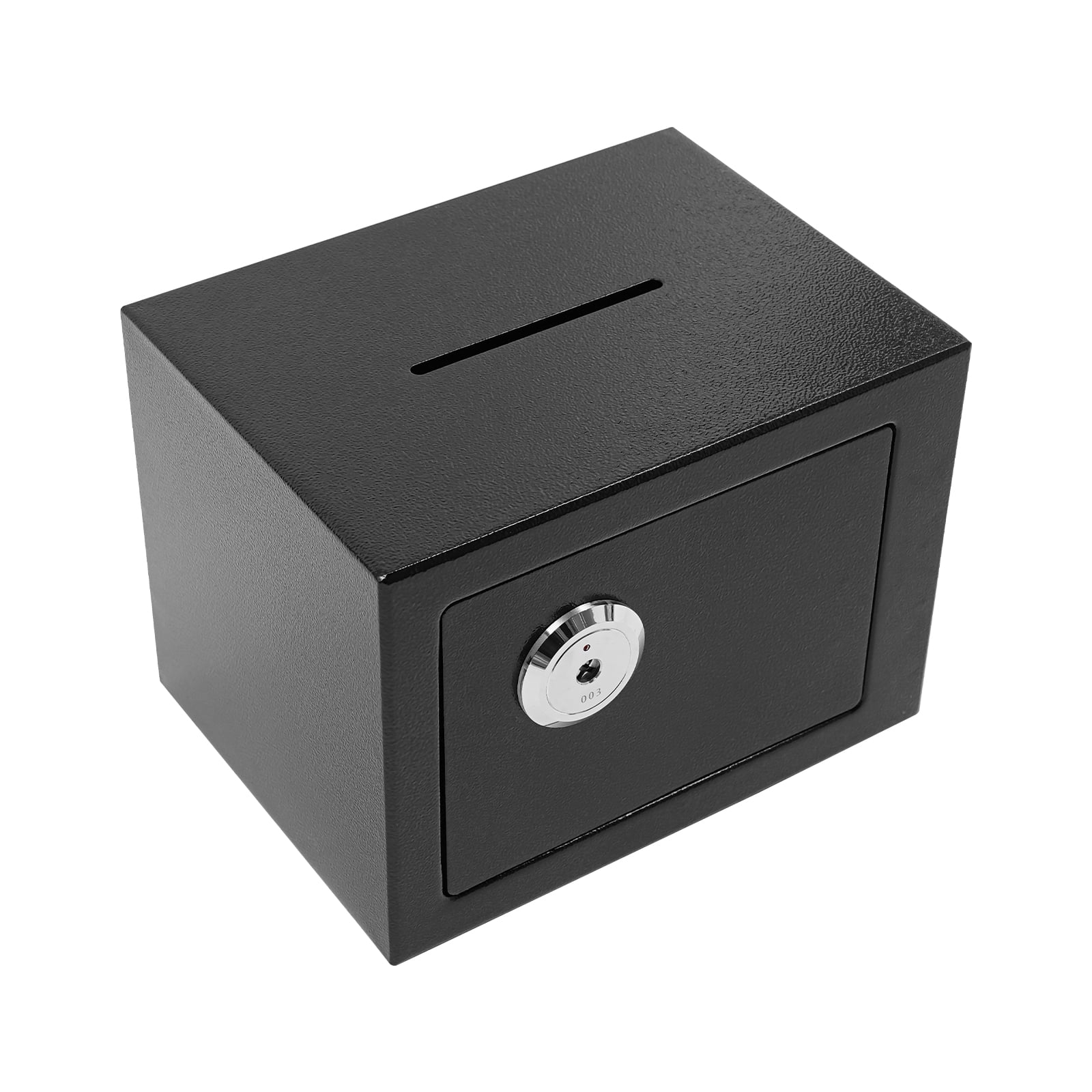 Black Small Safe Box with Drop Slot, Safety Box for Money, Depository Safe with Drop Slot Mountable Cash Box with Lock for Home & Office Security