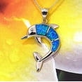 thumbnail image 7 of Gorgeous Hawaiian Large Blue Opal Dolphin Necklace, Sterling Silver Opal Dolphin Pendant, N6031 Birthday Valentine Mom Gift, Statement PC, 7 of 7