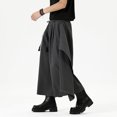 thumbnail image 4 of SSAAVKUY Men's Fashion Wide Leg Culottes Pants, Baggy Casual Elastic Waist Loose Streetwear Pants with Pockets Dark Gray 18, 4 of 8