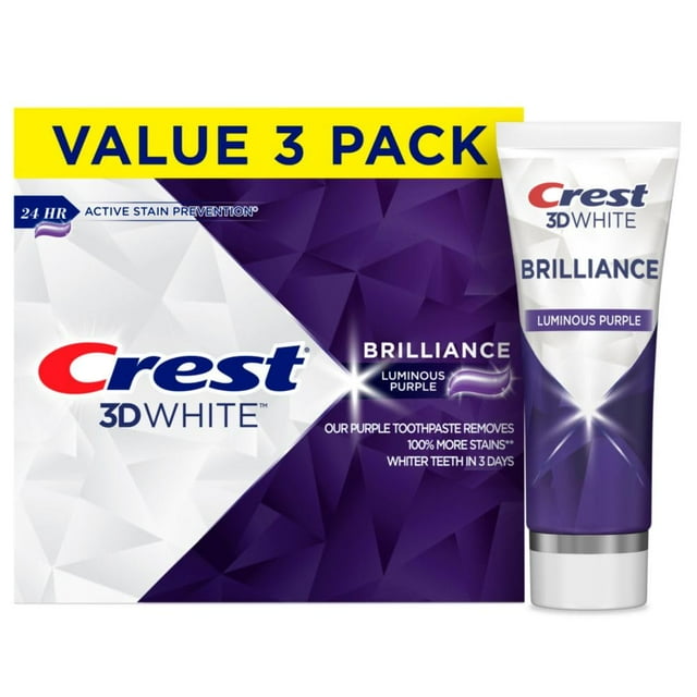 Pasta de dientes Crest 3D White Brilliance Luminous Purple 135 ml x3