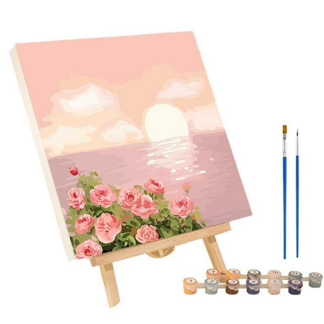 Paint by Numbers Kit for Adults Kids Canvas with Frame, Pigments, Brushes, DIY Art Craft