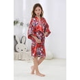 thumbnail image 2 of Girls Kids Daffodils Silky Satin Kimono Robe for Wedding Spa Party, Short, 2 of 6