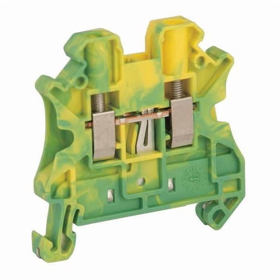 Terminal Block, Grounding, 1 Pole, 10 AWG, Screw Termination, Green, Yellow