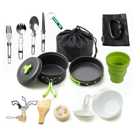 18Pcs Camping Cookware Set Mess Kit Lightweight Compact & Durable Kit for Camping Hiking & Backpacking Outdoor