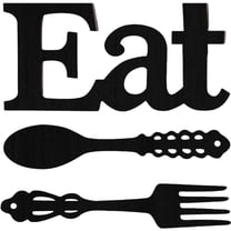 Eat Sign Wall Decor Set Fork and Spoon Wall Decor Decorative Hanging Wooden Letters Rustic Wood Decoration for Restaurant