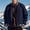 (Casual 72)Navy, variant on Mens Jackets Winter Outerwear Casual Fall Fashion Solid Color Long-sleeved Windproof Pull-over Collar Buttoned Pockets Thick Outer Tops