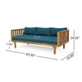 thumbnail image 4 of GDF Studio Bordeaux Outdoor Acacia Wood 3 Seater Daybed with Cushions, Teak and Dark Teal, 4 of 8