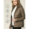 thumbnail image 3 of Made by Johnny Women's Ultra Light Weight Packable Down Jacket with Removable Hoodie S TAUPE, 3 of 6