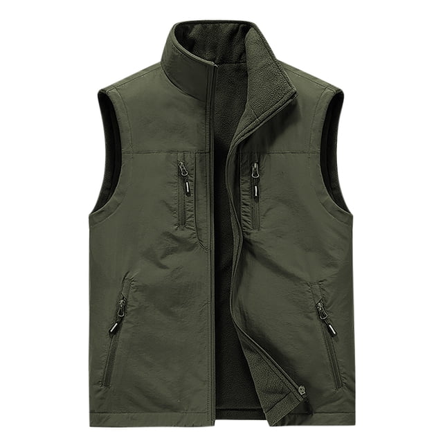 LOVZFMLL Jackets for Men's Thin Workwear Solid Color Stand Collar Sleeveless Jacket Tank