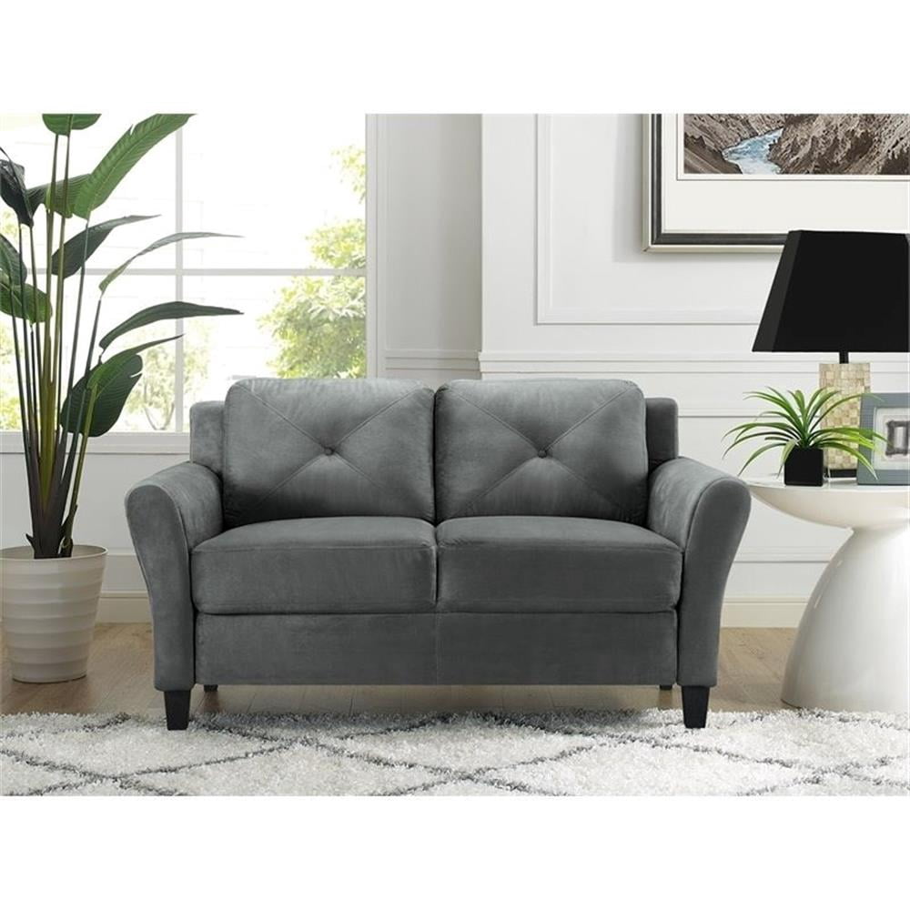 Hawthorne Collections Microfiber Dark Gray Loveseat Rectangular Premium Foam 56.3" Minimal Assembly