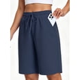 thumbnail image 2 of NELEUS Womens Plus Size 9" Bermuda Shorts Waffle Knit High Waisted Breathable Lounge Casual Shorts with Pockets,Navy Blue,US Size 2XL, 2 of 11