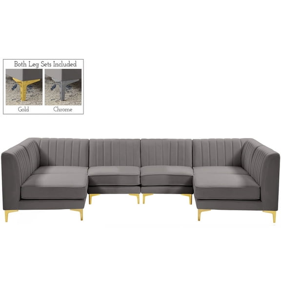 Meridian Furniture Alina Grey Velvet Modular Sectional
