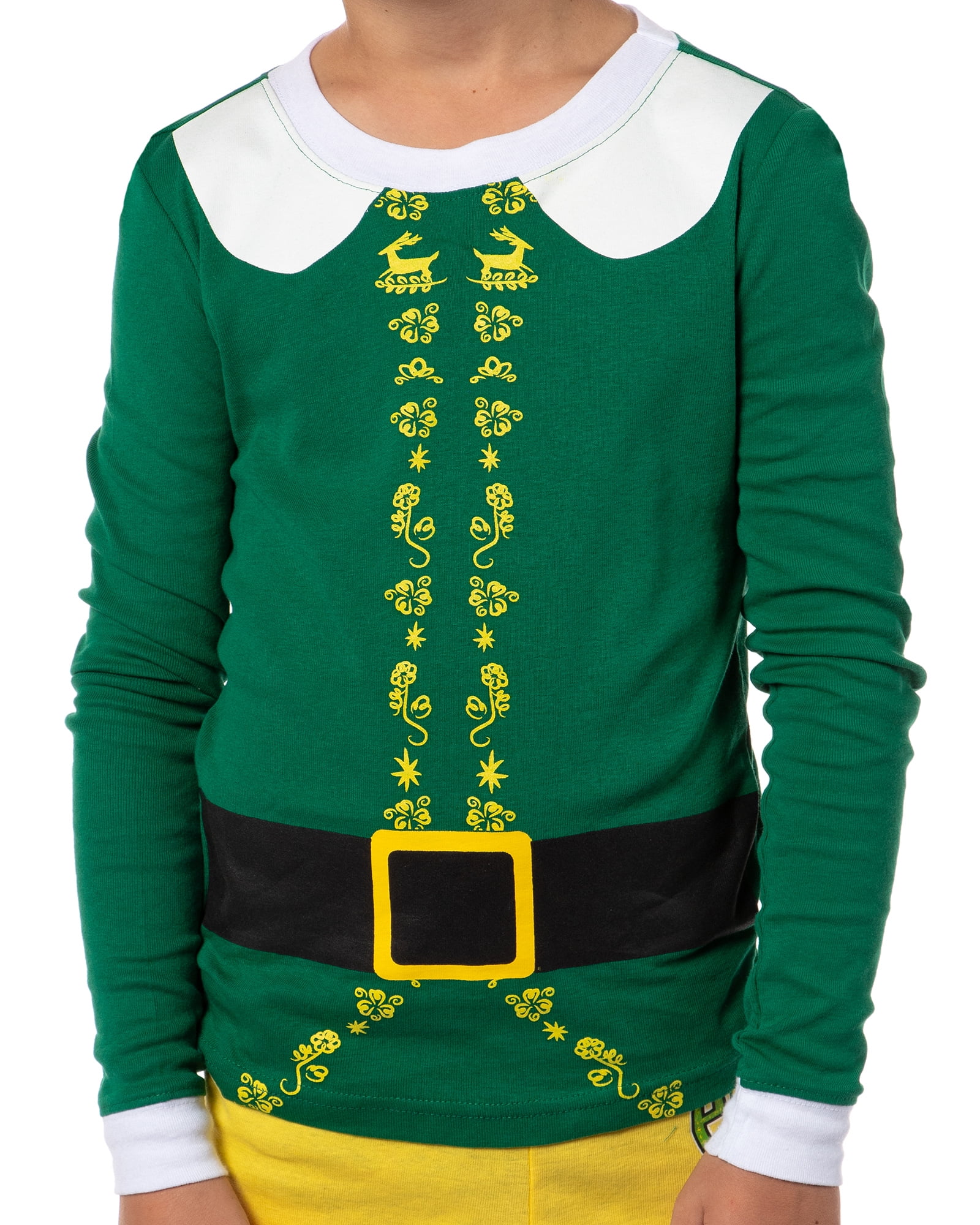 Elf Holiday Classic Movie Boy's Buddy The Elf Tight Fit Long Sleeve Long Pant Loungewear Sleep Pajama Set