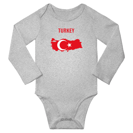 

Turkey Flag Map Baby Long Slevve Romper (Gray 3-6 Months)