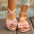 thumbnail image 2 of Women's Flat Sandals Cute Bowtie Elastic Strap Open Toe Comfortable Vacation Spring Summer Sandals Pink, 2 of 9