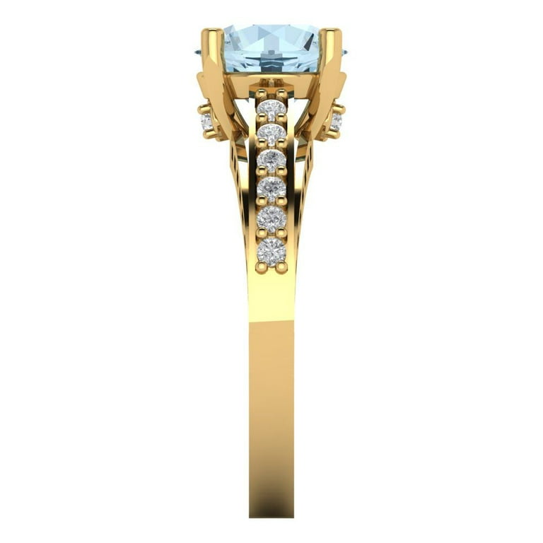 アベリ9 2.21 ct Brilliant Round Cut VVS1 Clear Zircon 18K Yellow