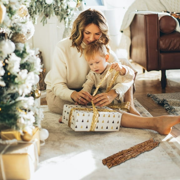 NICEXMAS 2Pcs Rattan Wreath 36x3.2cm in Coffee for and Wedding Decorations