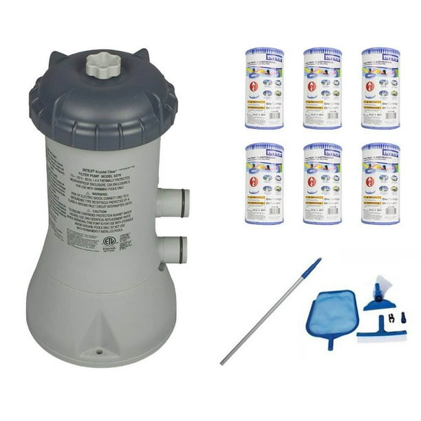 Intex Pool Pump System + Maintenance Tools + Replacement Cartridges (6