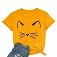 thumbnail image 2 of T-shirts pour Femmes Col Rond Manches Courtes Texte Quotidien Botanique Floral Chat T-Shirt Haut T-Shirts Femmes Jaune TG, 2 of 4