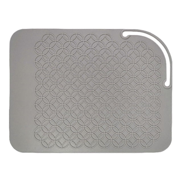 Alfombrilla protectora de silicona resistente al calor para rizadores de pelo, antideslizante y con almohadilla gris.