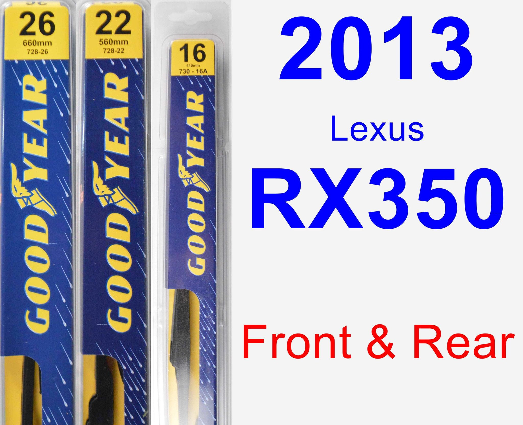 2013 Lexus RX350 Wiper Blade Set/Kit (Front & Rear) (3 Blades) - Rear - Walmart.com - Walmart.com 2013 Lexus Rx 350 Rear Wiper Replacement