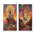 thumbnail image 2 of Designart "Psychedelic Buddha Amidst Mountain Serenity III" Buddhism Framed Wall Art Set Of 2 - Traditional Pink Frame Gallery Set For Office Decor, 2 of 6