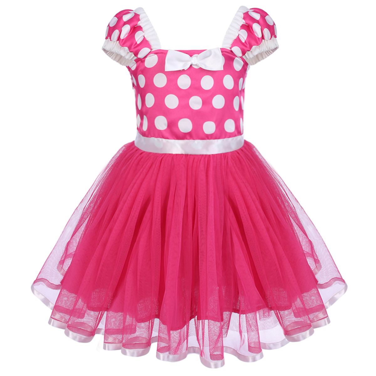 IBTOM CASTLE Toddler Girls Polka Dots Princess Party Cosplay Pageant Fancy Dress up Birthday Tutu Dress + Ears Headband Outfit Set 3-4 Years Hot Pink - image 3 of 8