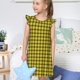 thumbnail image 4 of Fotbe Yellow Checkered Plaid Vestido de Dormir para Niñas de 3 a 10 Años, Mangas Cortas, Estilo Princesa, Pijama Camisón con Mangas Voladas-Medium, 4 of 6