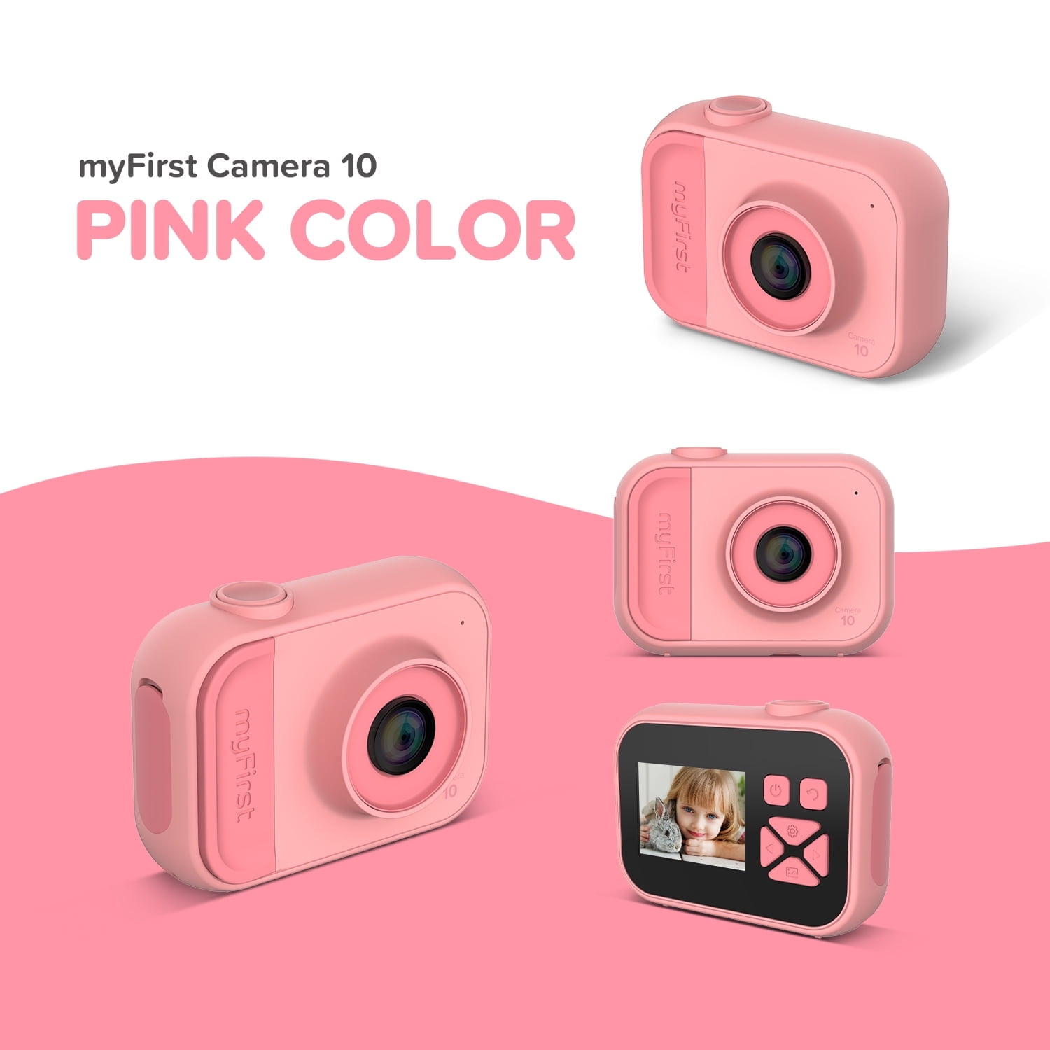 myFirst Camera 10 - New Kids' Digital Mini Camera, 5MP, Micro SD Card, Tripod Screw - Pink