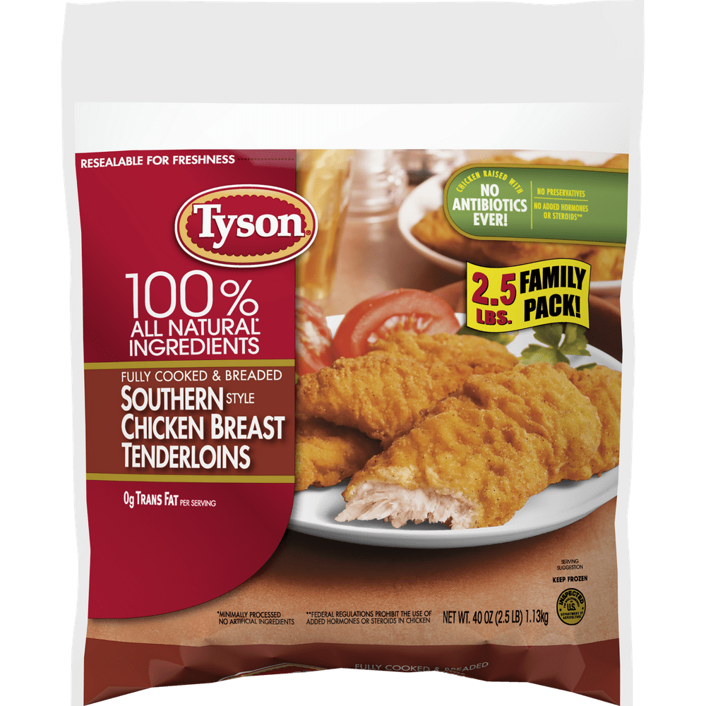 Tyson Fully Cooked Southern Style Chicken Breast Tenderloins, 2.5 lb (Frozen) - Walmart.com