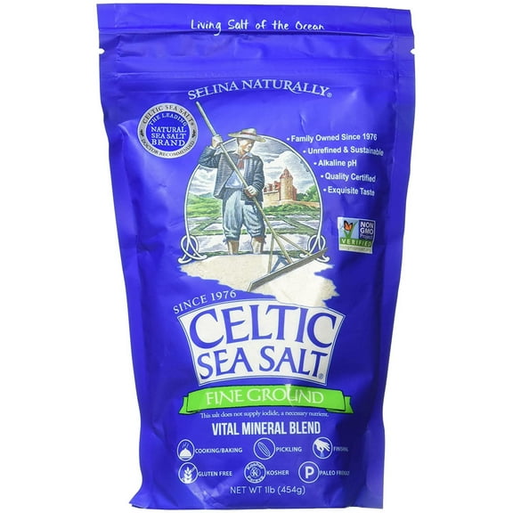 Celtic Sea Salt Fine Ground Sea Salt Bag 16 oz Pack of 3