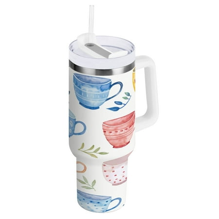 

40 Oz Car Handle Water Cup 10.8x3.85 Inch Stainless Steel Water Cup With Handle Water Cup Car Water Cup Travel Coffee Cup Pink Cup