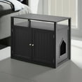 thumbnail image 2 of Demi Bonn 31" Wooden Hidden Cat Litter Box Enclosure Furniture, Cat Washroom with Storage Layer, Cat House for Large Cats, Black, 2 of 8