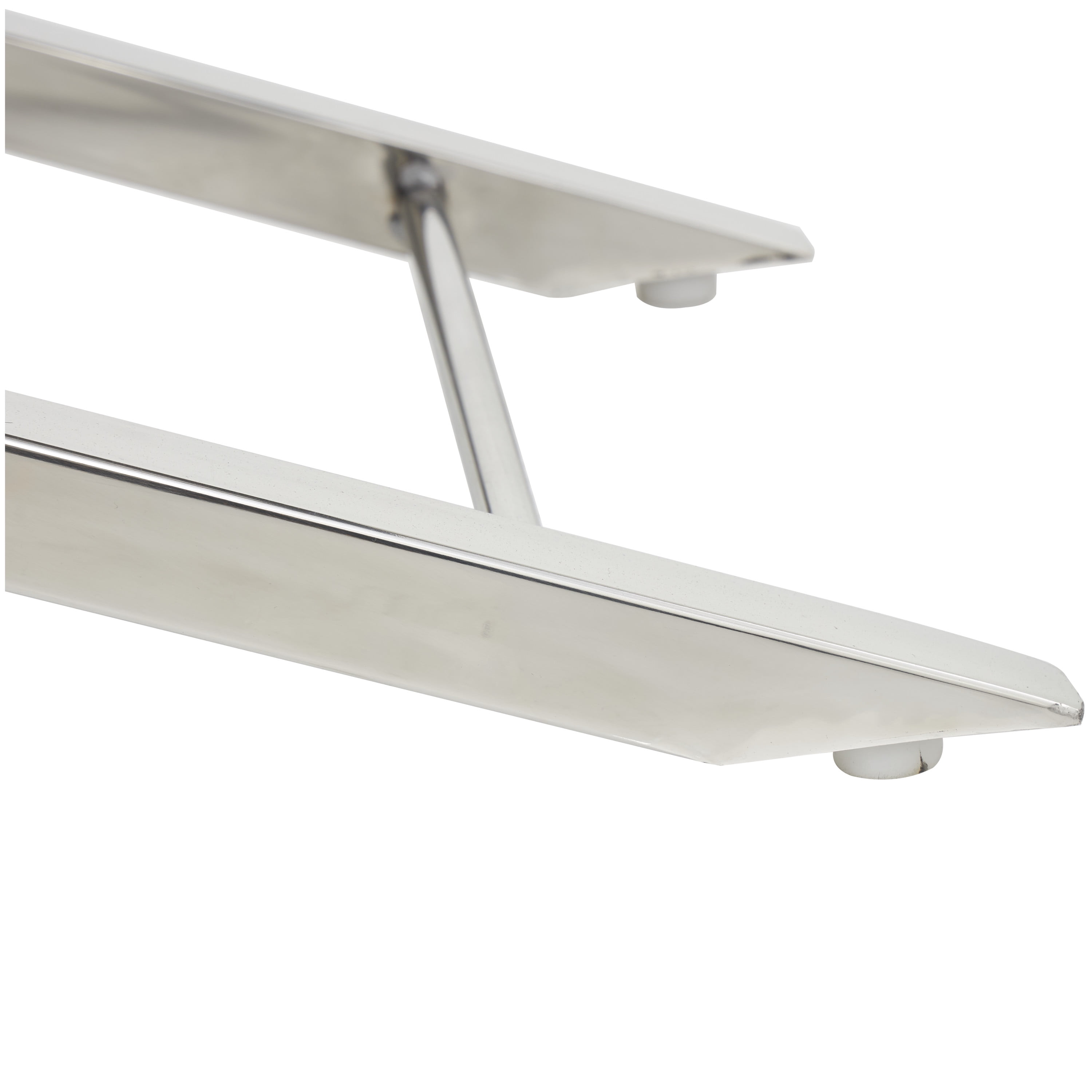 DecMode Stainless Steel Bench with Hair on Hide Seat, Beige