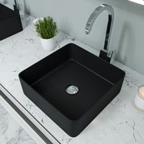 ALFI Brand ABC903-BM Black Matte 16" Modern Square Above Mount Ceramic Sink
