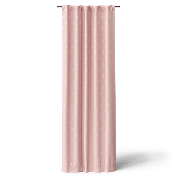 Mainstays Kids Soft Pink Metallic Puff Print Diamond Blackout Rod Pocket with Back Tabs Single Curtain Panel, 38" W x 84" L