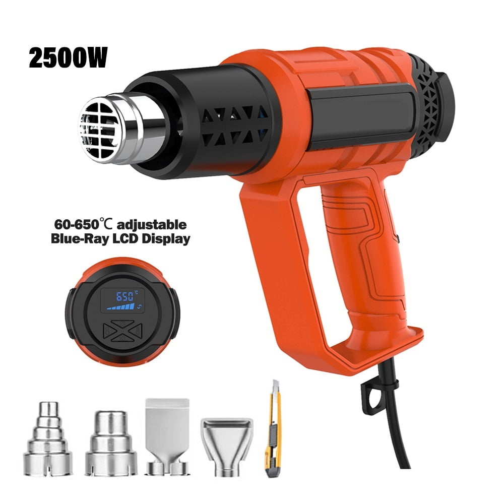 2500w Hot Air Gun Mini Construction Dryers Shrink Wrapping Heat Gun Temperaturesa Djustable Thermal Blower & 4 Nozzles ,Variable Temperature