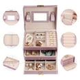 thumbnail image 5 of REGALWOVEN 3 Layer PU Leather Jewelry Box Organizer Storage with Mirror for Women Girl Birthday Gift Purple 17.5*14*13cm, 5 of 8