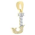 thumbnail image 2 of 10K Yellow Gold Real Diamond Flared Block Font Letter J Initial Pendant 0.11 CT, 2 of 6