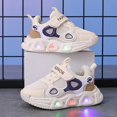 thumbnail image 6 of HZLPFO Toddler Tennis Shoes Toddler Sneakers Kids Light Up Shoes Girls Boys Outdoor Casual Adjustable Strap Pattern Sneaker(Beige,Size 12), 6 of 7