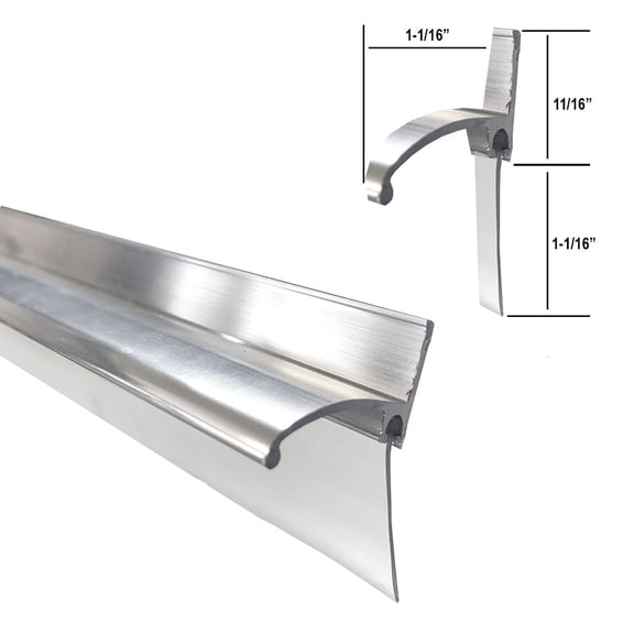 Gordon Glass Co. Chrome Framed Shower Door Replacement Bottom Deflector with Vinyl Sweep and Pre-applied Mounting Tape - 30" Long