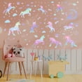 thumbnail image 2 of CHAO pegatinas de pared con diseño de unicornio degradado, pegatinas murales para dormitorio, sala de estar, pared de TV, 2 of 5