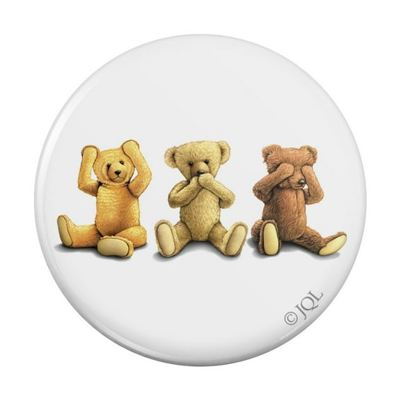 Hear Speak See No Evil Stuffed Plush Teddy Bears Kitchen Refrigerator Locker Button Magnet