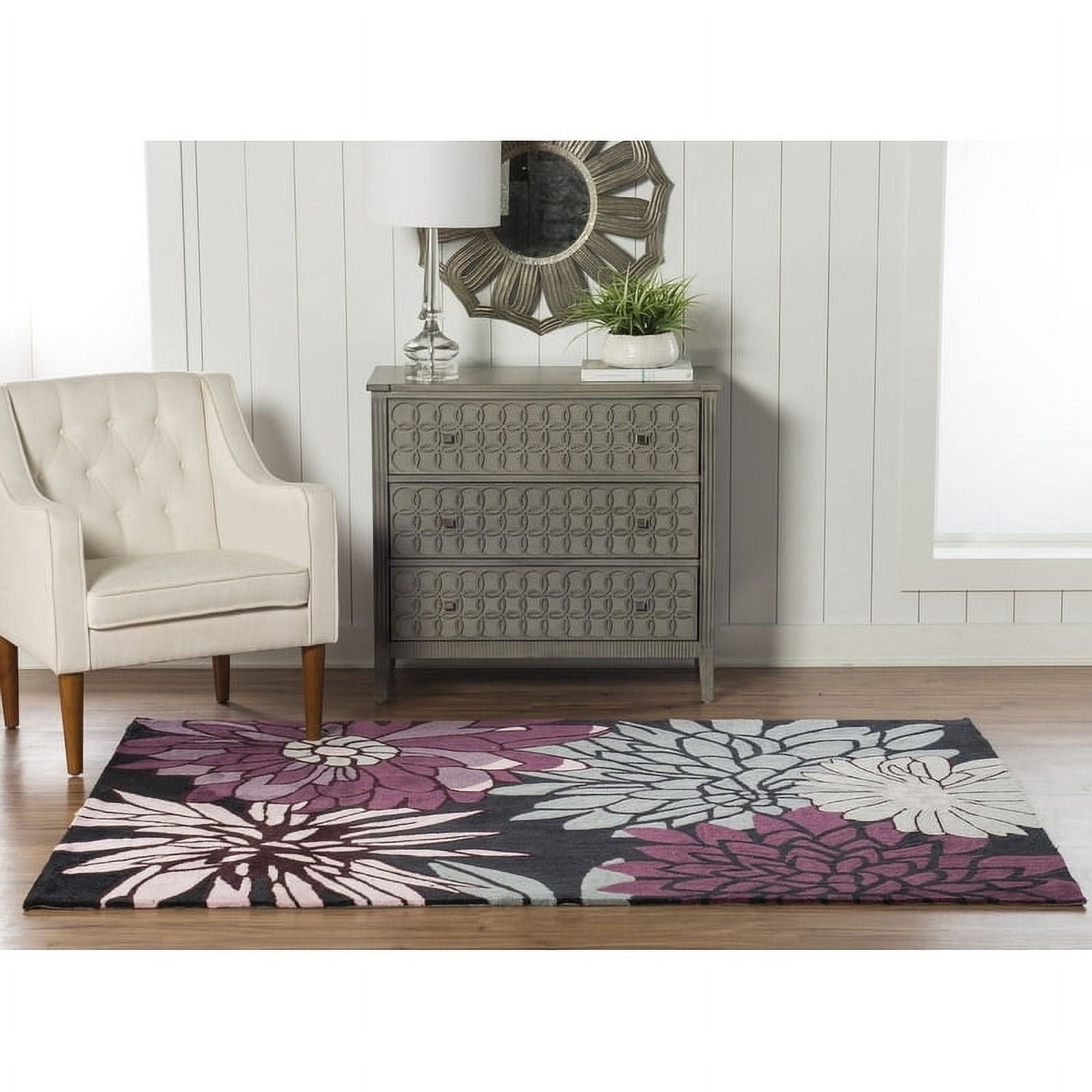 Linon Home Decor Trio Area Rug Collection, Ivory and Multicolor, 8' x 10'