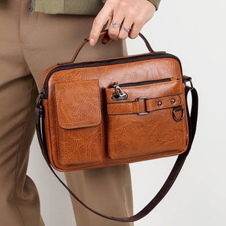 Men's Genuine Leather Messenger Bag – Waterproof Crossbody Shoulder Bag For Work & Travel