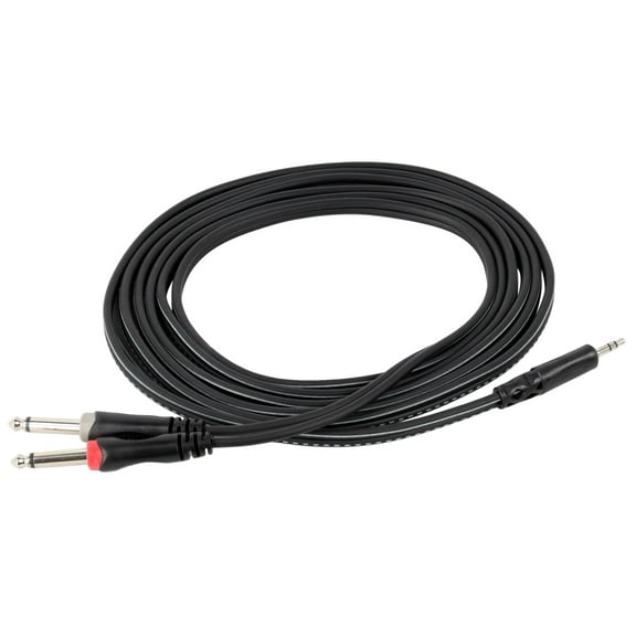 Gearlux 3.5 mm TRS (1/8") to Dual 1/4 inch TS Stereo Breakout Cable - 10 Feet